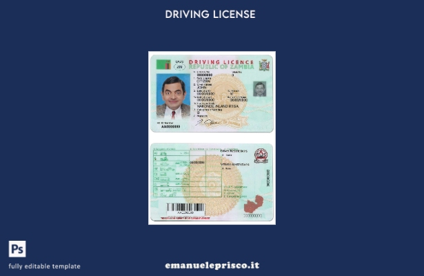 verified style modello di patente di guida dello Zambia in stile verificato template